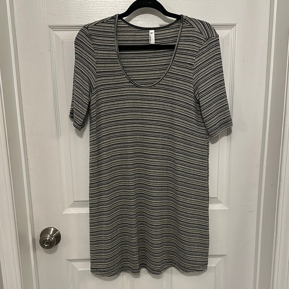 Striped Black and Gray T-Shirt Dress
